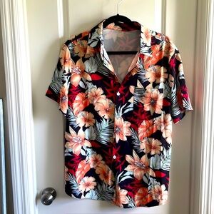 Men Casual Bottom-Down Floral Shirt